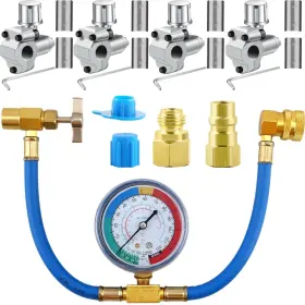 Swakuta-c033 Swakuta 7 Pcs Refrigerator Ac Freon Recharge Hose With Retrofit Valve Gauge Kit W