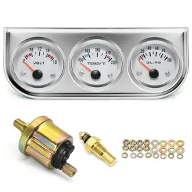 Ybp-000-w Teleenzoon 2 Inch 52mm Triple Gauge Set Car Cluster 8-16v Volt Meter 100-250 Water Tem
