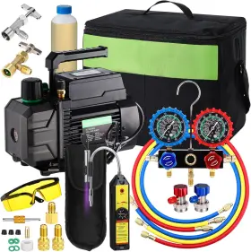 Jyd-threlaco-2320 Threlaco Ac Vacuum Pump And Gauge Set 3.5 Cfm 1/4 Hp R22 R12 R134a R410a A/c Refrigerati