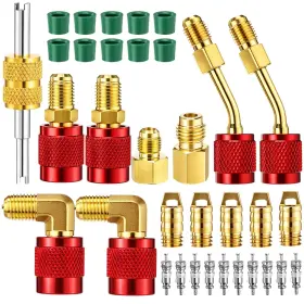 Son-tiangrid-1825 Tiangrid 34pc R410a Adapter Kit Mini Split 45 90hose Connector Valve Core Remover1/4 5/16
