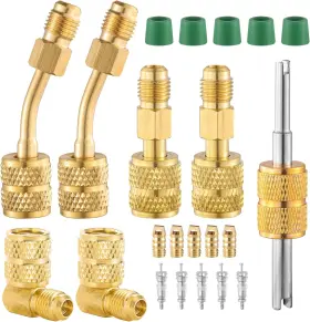 Tigbear 445054198199 R410a Mini Split Adapters Charging Vacuum Port Adapter Kit With 45 And 90