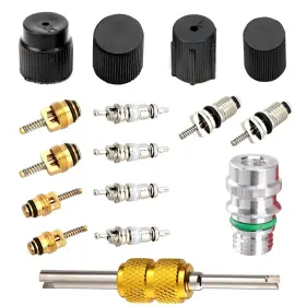 Titgoes Oestj3300bl-16pc 16 Pcs Ac Valve Core Kit Wear-resistant Rustproof R134a High Low Pressure Va