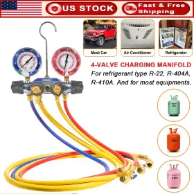 Tkqp1854 Tk-auto 49968 Charging Manifold And 4 Valve Test A/c Gauge Set 60 Inch Hoses Tkqp1854 Tk-auto 49968 Charging Manifold And 4 Valve Test A/c Gauge Set 60 Inch Hoses