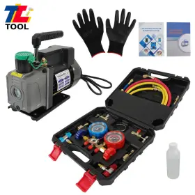Tl5729490 Tool Library 1/3hp Air Vacuum Pump Manifold Gauge Set Hvac Ac Refrigerant Kit 4cfm Tl5729490 Tool Library 1/3hp Air Vacuum Pump Manifold Gauge Set Hvac Ac Refrigerant Kit 4cfm