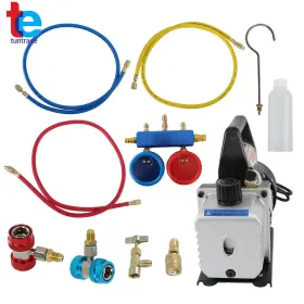 Tr69032 Turitrade Air Vacuum Pump Hvac Ac Manifold Gauge Set Combo 3 Cfm 110 V And R134a Kit #3 Tr69032 Turitrade Air Vacuum Pump Hvac Ac Manifold Gauge Set Combo 3 Cfm 110 V And R134a Kit #3