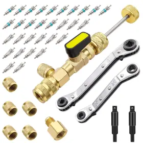 Twtade H-064 Valve Core Remover Installer Tool And Hvac Service Wrench Kit With 2pcs Hex Bit