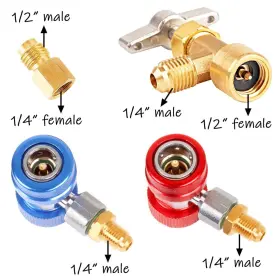1zm-ids-01830 Uenede R134a Quick Coupler Adapter And Can Tap Valve Kit 1/4 Inch Flare Thread Adjusta #2 1zm-ids-01830 Uenede R134a Quick Coupler Adapter And Can Tap Valve Kit 1/4 Inch Flare Thread Adjusta #2
