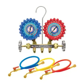 A2lm5bv Uniweld A2l 2-v Brass Manifold With 3-1/8 Inch Npf Gauges And 5ft Ball Valve Hoses
