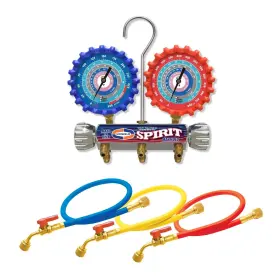 Uniweld A2lsm5bv 2-v Spirit Aluminum Manifold With 3-1/8 Inch Npf Gauges And 5ft Hoses