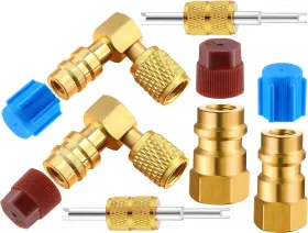 Update 744110296198 R12 To R134a Ac Fitting Conversion Adapter Kit Quick Coupler Valve A/c 90 Port