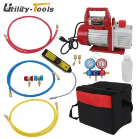 Ut4762932 Utility-tools 4cfm 1/3hp Manifold Gauge Air Vacuum Pump Rotary Vane Hvac A/c Refrigeration Kit