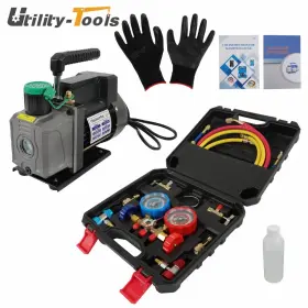Ut4763070 Utility-tools Durable 1/3hp 4cfm Air Vacuum Pump Manifold Gauge Set Hvac Ac Refrigerant Kit