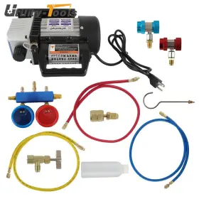 Utility-tools Ut4763208 5pa 1720 Rpm Air Vacuum Pump 3 Cfm Ac Gauge Set Combo Hvac R134a Kit New