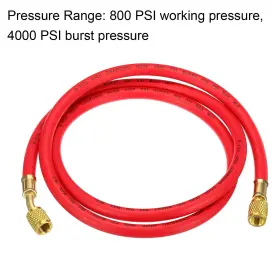 Uxcell 746453726325 1/4 Sae Refrigerant Charging Hose 4.ft 800psi Hvac Air Conditioner Red Uxcell 746453726325 1/4 Sae Refrigerant Charging Hose 4.ft 800psi Hvac Air Conditioner Red