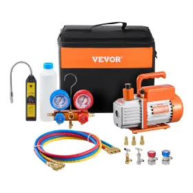 Vevor 197988485131 4.5 Cfm Hvac Single Stage Rotary Vane Vacuum Pump And Manifold Gauge Kit