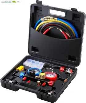 Vevor 744110736960 4 Way Ac Gauge - Manifold Set For R134a R22 R12 R410a Refrigerant Freo