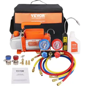 Vevor 840281575244 1/4 Hp 4.5 Cfm Hvac Vacuum Pump And Gauge Set For R134a R410a
