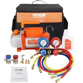 Vevor Kd4cfm180wa2lgz5fv1 1/4 Hp 4.5 Cfm Ac Vacuum Pump And Gauge Set Single Stage Rotary Vane Hva