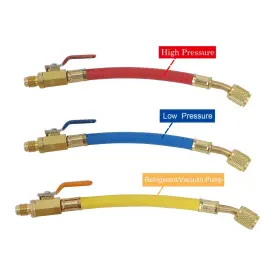 I025-a033 Vipjq 3pcs 1/4 Inch Sae Ball Valves Set Charging Hose For Ac Air Refrigeration #2