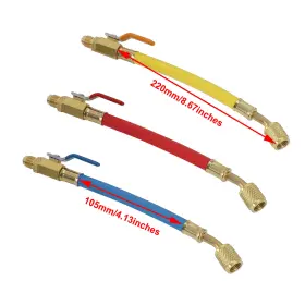 I025-a033 Vipjq 3pcs 1/4 Inch Sae Ball Valves Set Charging Hose For Ac Air Refrigeration #3