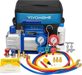 Vivohome 445052050079 110v 1/3 Hp 4.5cfm Single Stage A/c Vacuum Pump And Ac Manifold Gauge Kit Spark