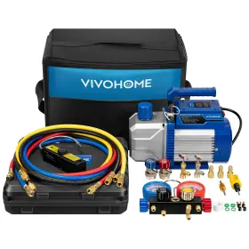 Vh1415 Vivohome 110v 1/3 Hp 4.5cfm Single Stage Hvac Vacuum Pump And 4 Way Ac Manif