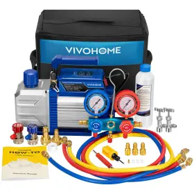 Vh1417 Vivohome 110v 1/3 Hp 4.5cfm Single Stage A/c Vacuum Pump And Ac Manifold Gaug