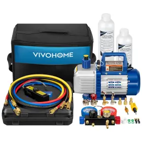 Vh1501 Vivohome 110v 1/2 Hp 5cfm 2 Stage Hvac Vacuum Pump And 4 Way Ac 5 Cfm Blue