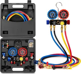 Vh1771 Vivohome 4 Valve Manifold Gauge Set For R134a R410a R22 R32 Refrigerants