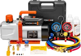 Vh1785 Vivohome Series Ac Vacuum Pump And Gauge Set 1 Hp 9.6cfm 2 Stage Hvac 4