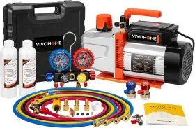 Vh1786 Vivohome Ac Vacuum Pump And Gauge Set 1.5 Hp 14.4cfm 2 Stage Hvac 4 Way