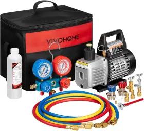 Vh453-bk Vivohome 1/4 Hp 3.5cfm Air Vacuum Pump Hvac Refrigeration Ac Manifold Gauge Set Vh453-bk Vivohome 1/4 Hp 3.5cfm Air Vacuum Pump Hvac Refrigeration Ac Manifold Gauge Set