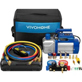 Wal-vh1416us Vivohome 110-volt 1/3 Hp 5cfm Single Stage Havc Vacuum Pump Kit With 4 Way Ac Manifold