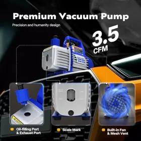 X0028gy8tj Vivohome 3.5 Cfm Single Stage Rotary Vane Air Vacuum Pump And R134a Ac Manifold Gauge Set #2