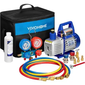 X0028gy8tj Vivohome 3.5 Cfm Single Stage Rotary Vane Air Vacuum Pump And R134a Ac Manifold Gauge Set