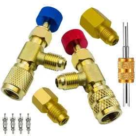 Votnmic 716963320733 R12 R410a Refrigerant Charging Valve R22-1/4 Inch Male To 1/4 Female R410-1/