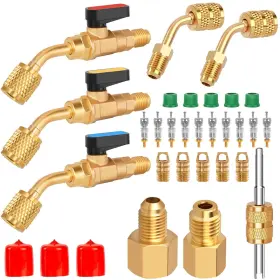 It0382-mdus Wadeo 31pcs Air Conditioning Refrigerant Angled Ball Valve 1/4 Inch For R410a R134a