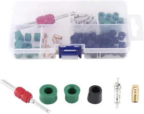 Walfront 313046522505 71 Pcs Air Conditioning Valve Core A/c Repair Tool10pcs Value Cores 50pcs Hose G
