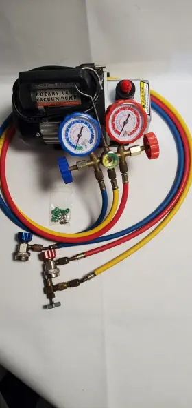 71096 Wcertoca Combo Air Vacuum Pump Hvac R134a Kit Ac Manifold Gauge Set Extras