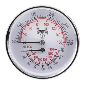 F-320 Winters Instruments 384929351895 3 Inch Ttd Back Mount Dual Scale Tridicator 0-200 Psi And 70 F