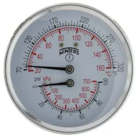 F-320 Winters Instruments 384929352151 3 Inch Ttd Back Mount Dual Scale Tridicator 0-100 Psi And 70 F