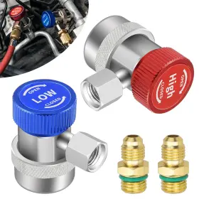 Wowpartspro 600609582848 2x R134a Quick Coupler Adapter For Car Ac System Hp And Lp Connector 1/4 Inch Flare