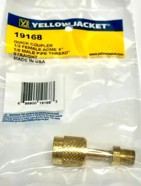19168 Yellow Jacket Ritchie Engineering Quick Coupler 1/2 Acme Fm X 1/8 Inch Mpt #2