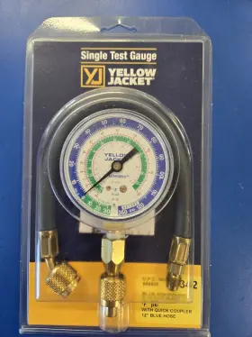 40342 Yellow Jacket Single Test Gauge With Quick Coupler R12 R22 R502 -
