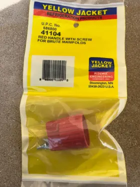 41104 Yellow Jacket Brute Manifold Handle Knob Red Refrigeration Gauge