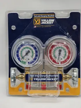 41212 Yellow Jacket Ritchie 2 Valve Manifold Gauges For R12 R22 R502 New 41212 Yellow Jacket Ritchie 2 Valve Manifold Gauges For R12 R22 R502 New