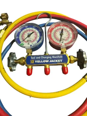 41867 Yellow Jacket Series 41 Manifold Only 3-1/8 Inch Gauges Bar/psi R290/600a #2 41867 Yellow Jacket Series 41 Manifold Only 3-1/8 Inch Gauges Bar/psi R290/600a #2