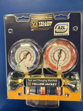 42035 Yellow Jacket Series 41 Manifold With 3-1/8 Inch Gauges 35 454b 410a A2l Compatable 42035 Yellow Jacket Series 41 Manifold With 3-1/8 Inch Gauges 35 454b 410a A2l Compatable