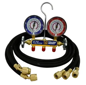 42046 Yellow Jacket A2l Heat Pump Manifold With 60 Black Plus Ii 1/4 Hoses