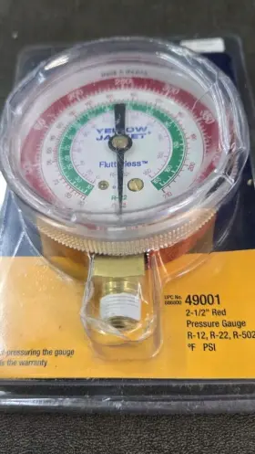 49001 Yellow Jacket Refrigeration Gauge 2-1/2 In Dia Red 500 Psi #3 49001 Yellow Jacket Refrigeration Gauge 2-1/2 In Dia Red 500 Psi #3